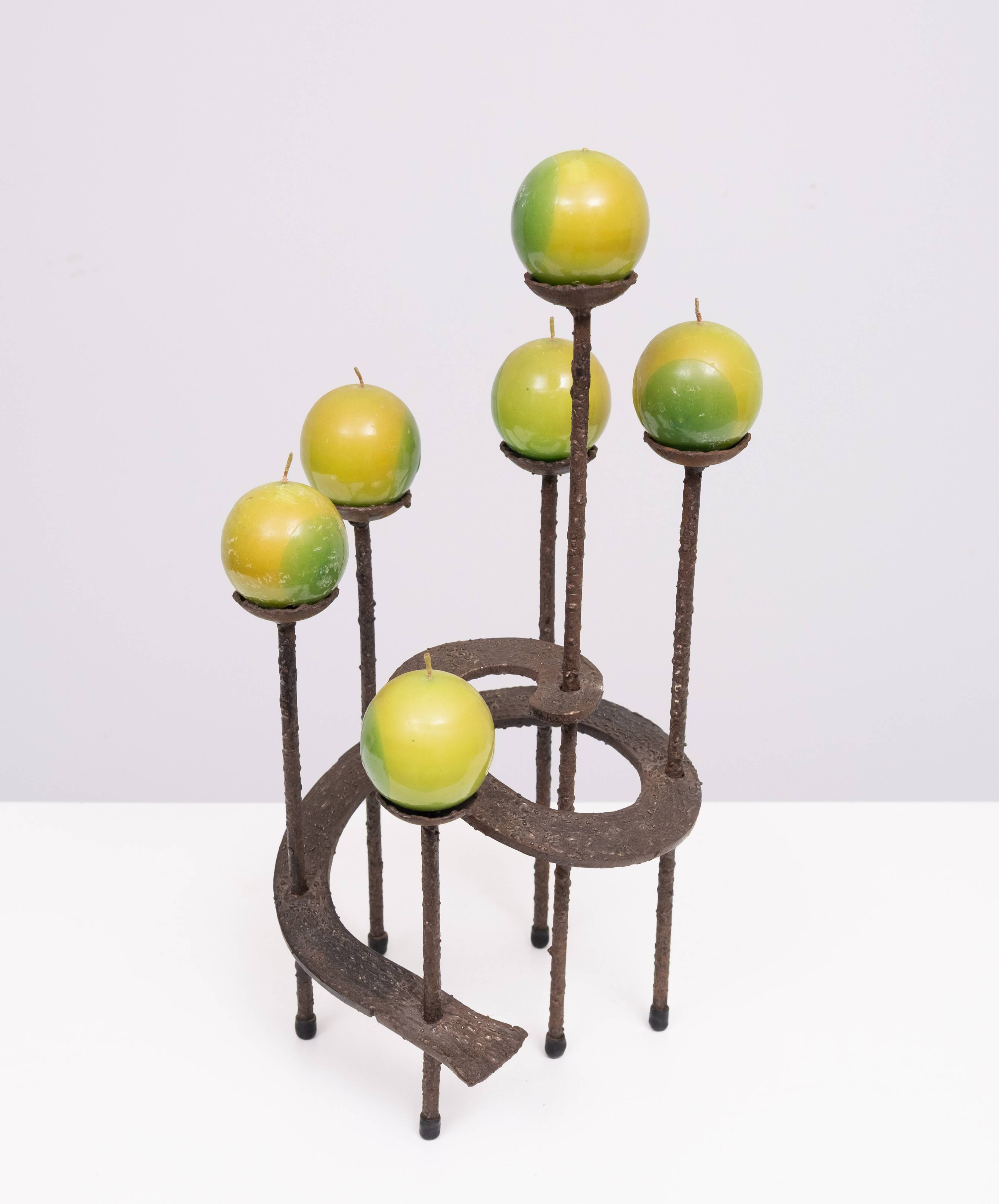 Vintage spiral wrought iron candle holder 1970s Austria