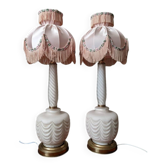 Pair of frosted glass bedside table lamps for boudoir decoration