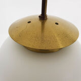 Set of two milk glass and brass design lights