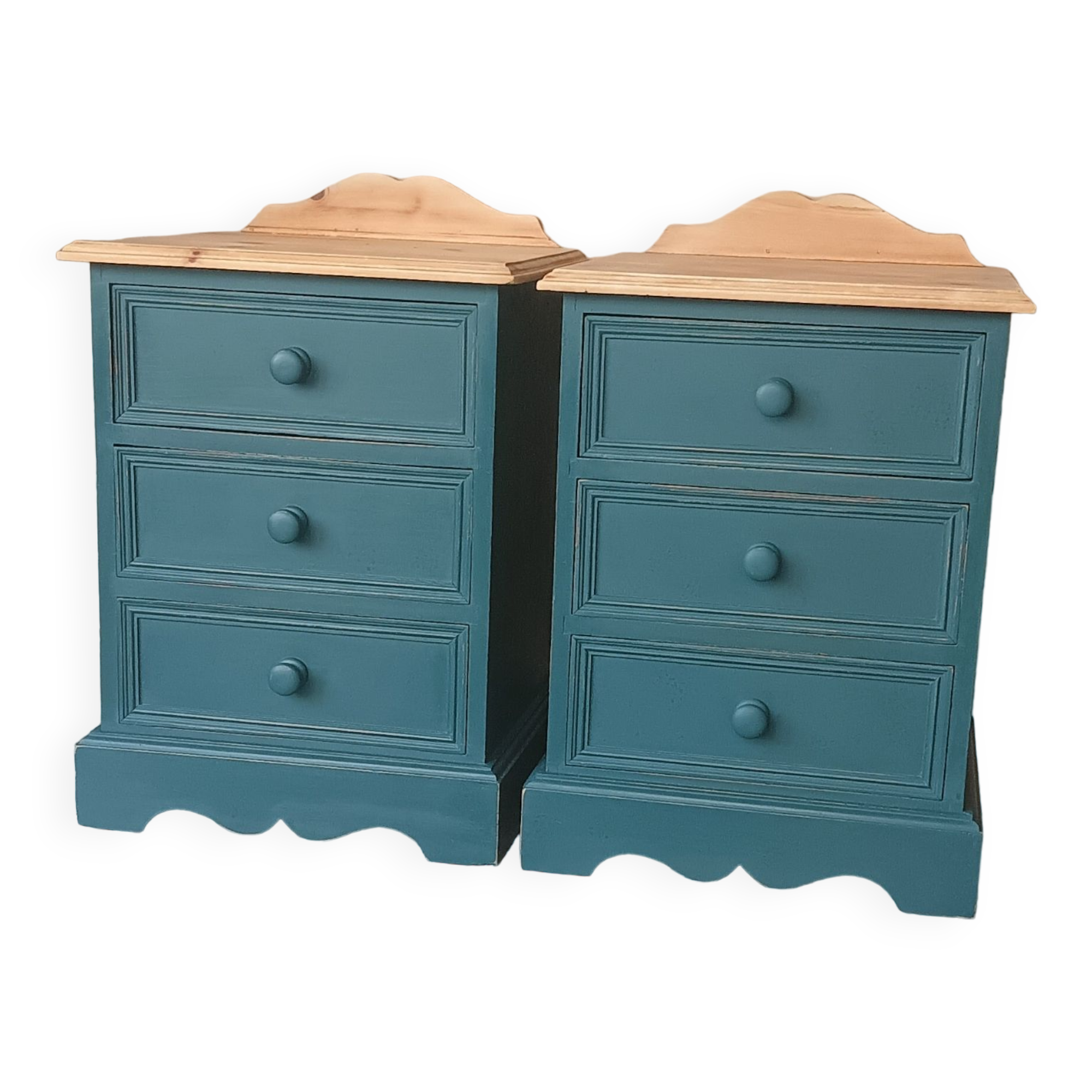 Pair of bedside tables revisited in blue