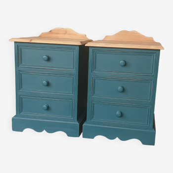 Pair of bedside tables revisited in blue