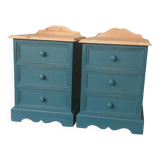 Pair of bedside tables revisited in blue