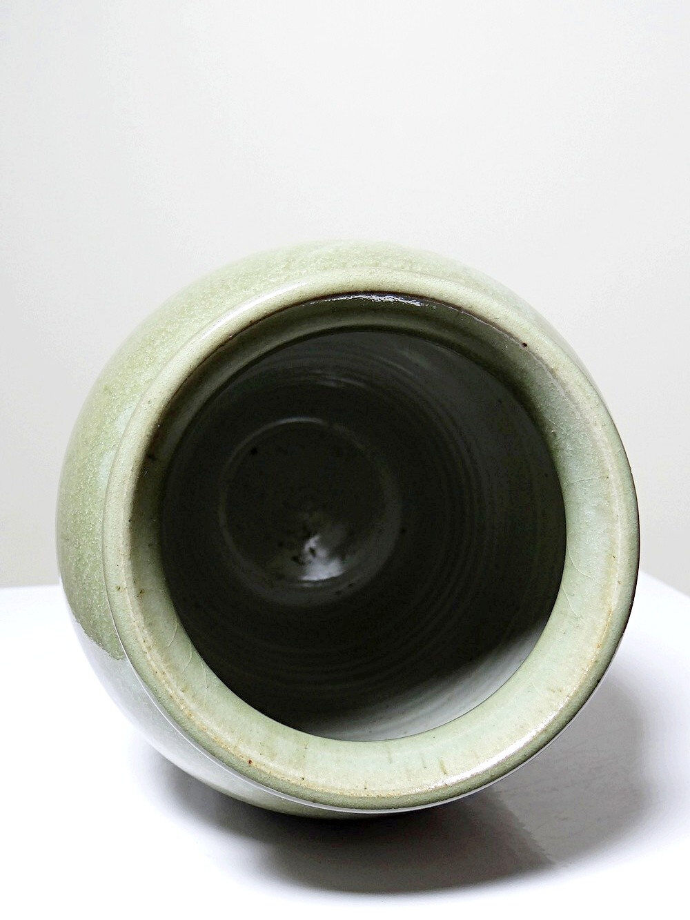 Vintage ash-glazed artisanal stoneware Wabi-Sabi modernist vase
