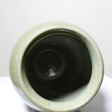 Vintage ash-glazed artisanal stoneware Wabi-Sabi modernist vase