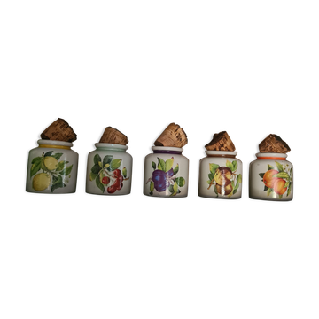 Pots grès décor fruits