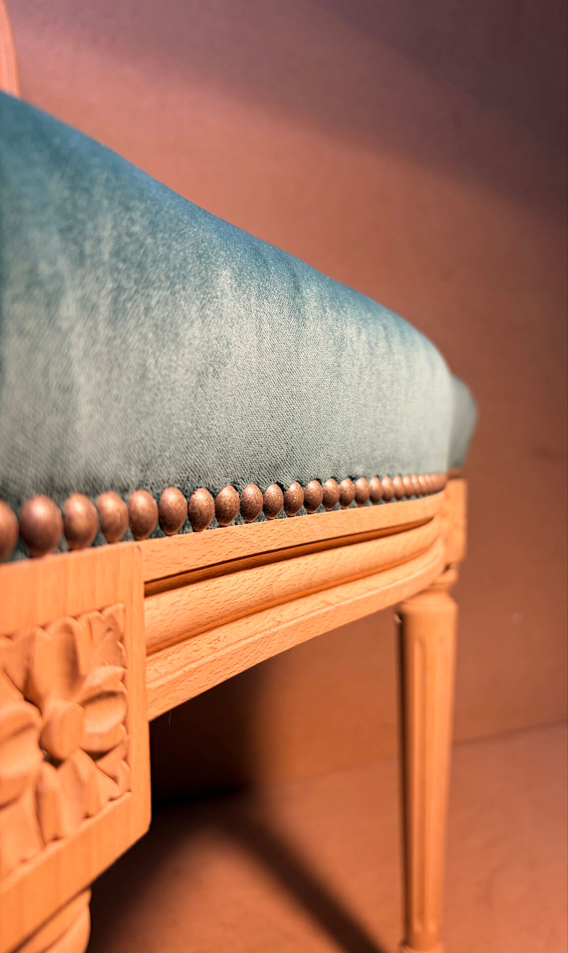Louis XVI medallion chair, solid beech, unique traditional piece.