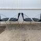 4 Linda armchairs by Arrben in black leather and chrome steel, 1980