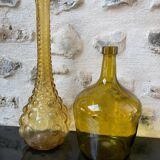 Amber-colored Empoli glass bottle/vase, 1970s