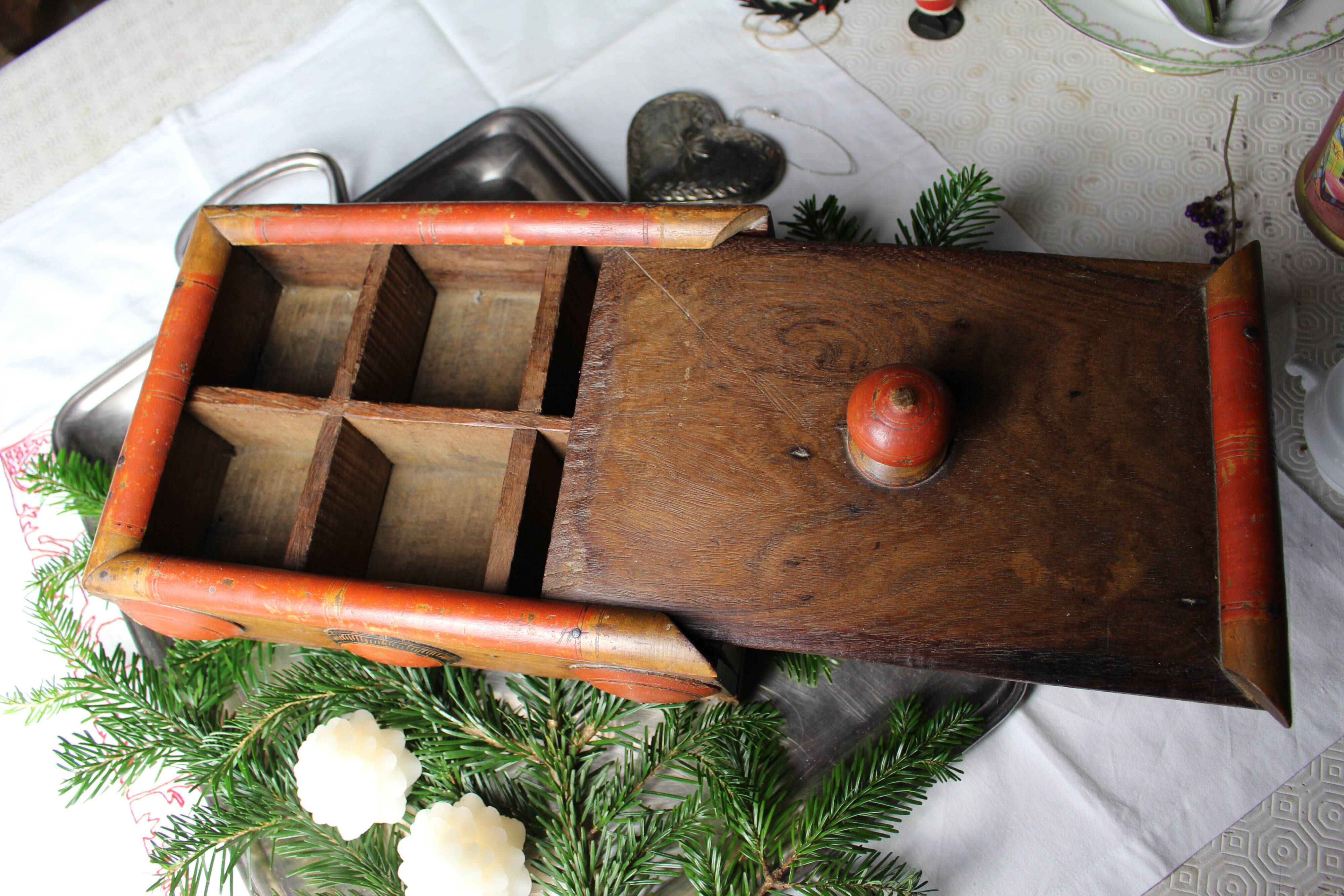 Asian wooden spice box