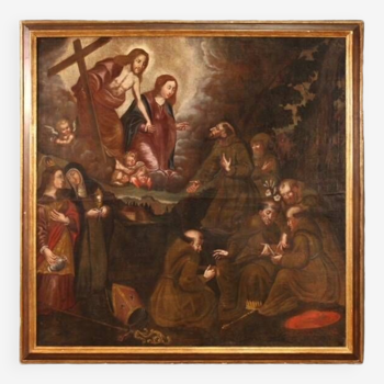 Religious Spanish painting oil on canvas from the 18th century