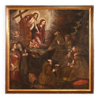 Peinture religieuse espagnole, huile sur toile du XVIIIe siècle