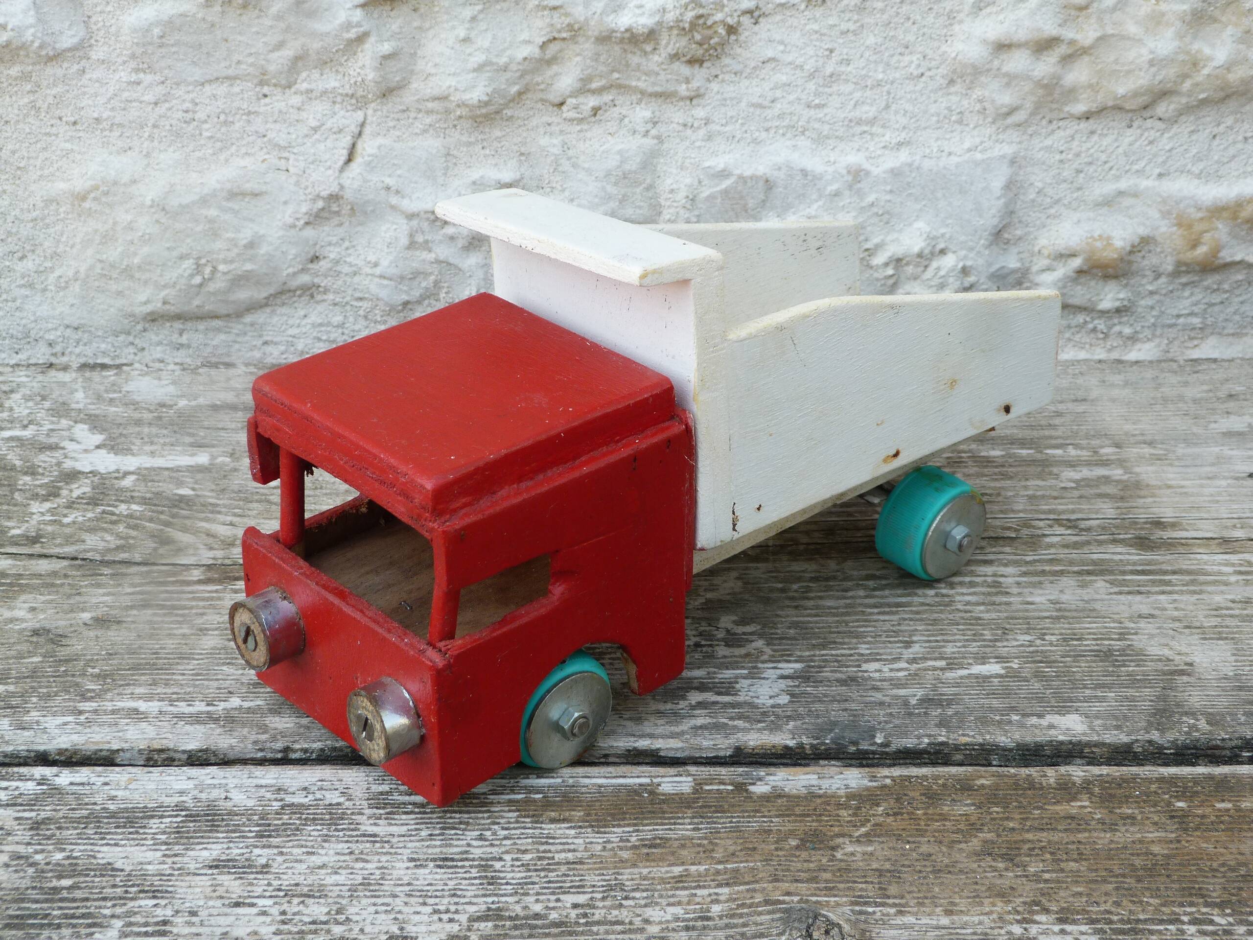Vintage wooden toy truck handmade