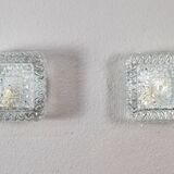 Mid century modern germany cut glass flush mount set 60s