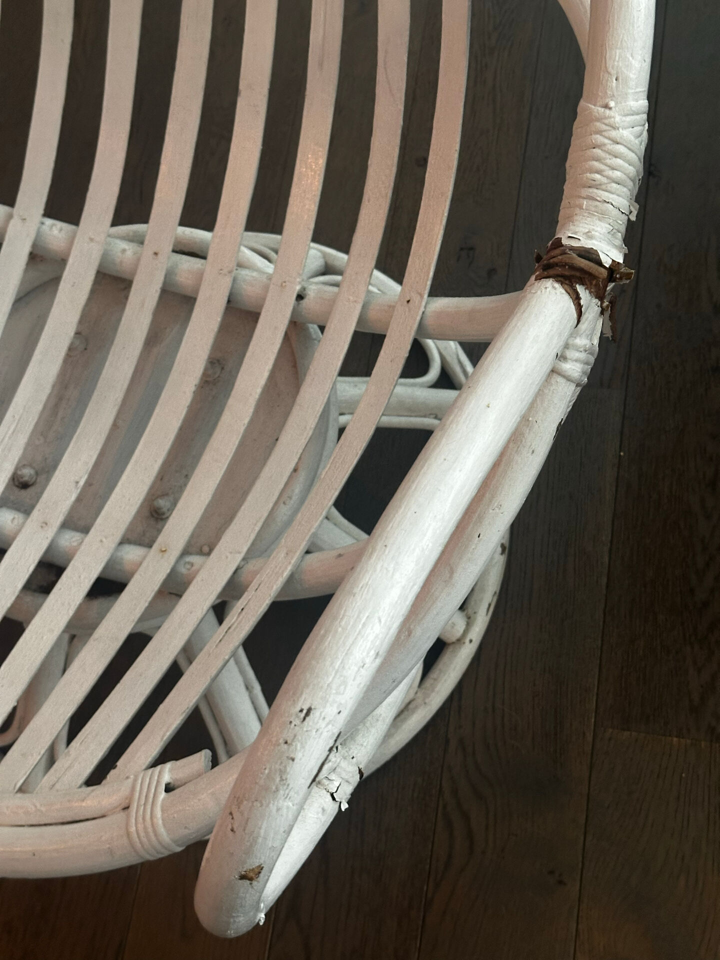 Vintage armchair in white lacquered rattan