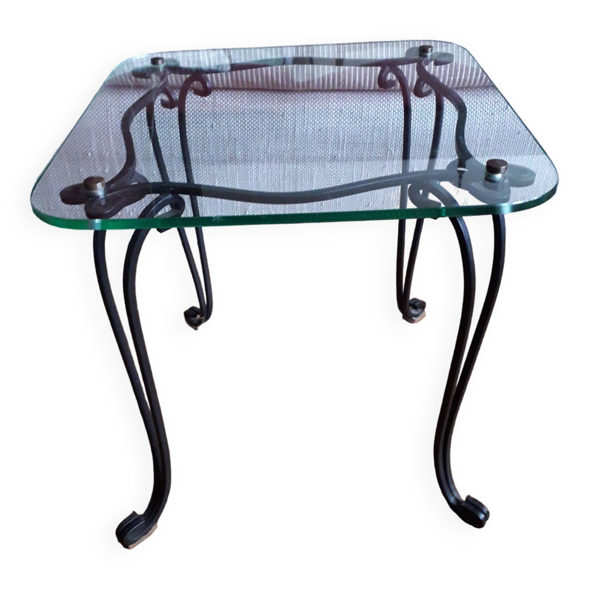 Table basse des années 50 en fer forgé