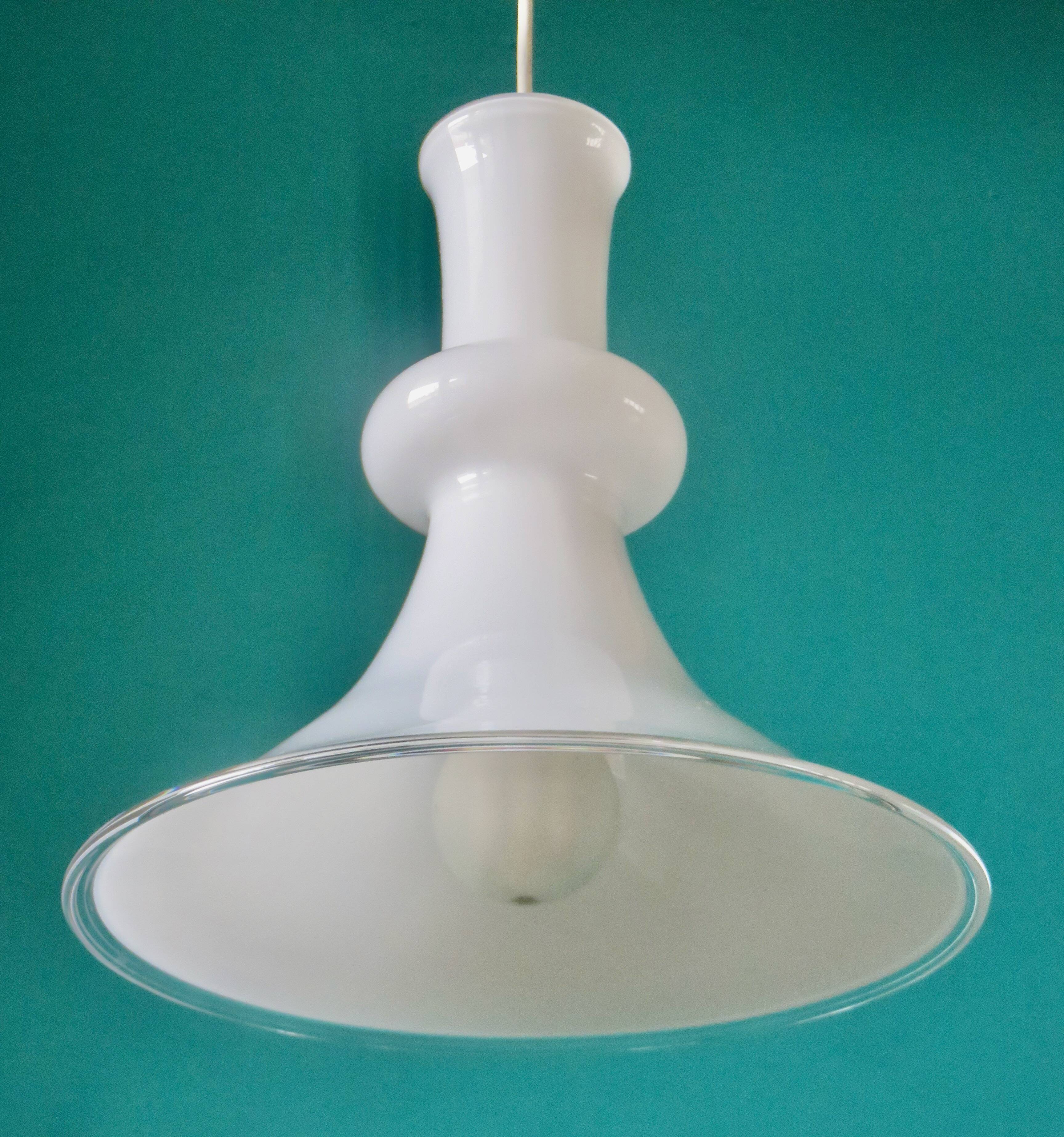 Opal glass pendant lamp by Mickael Bang for Holmegard. Denmark 1972