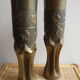 Pair of vases with engraved shell casings, WW1 trench art