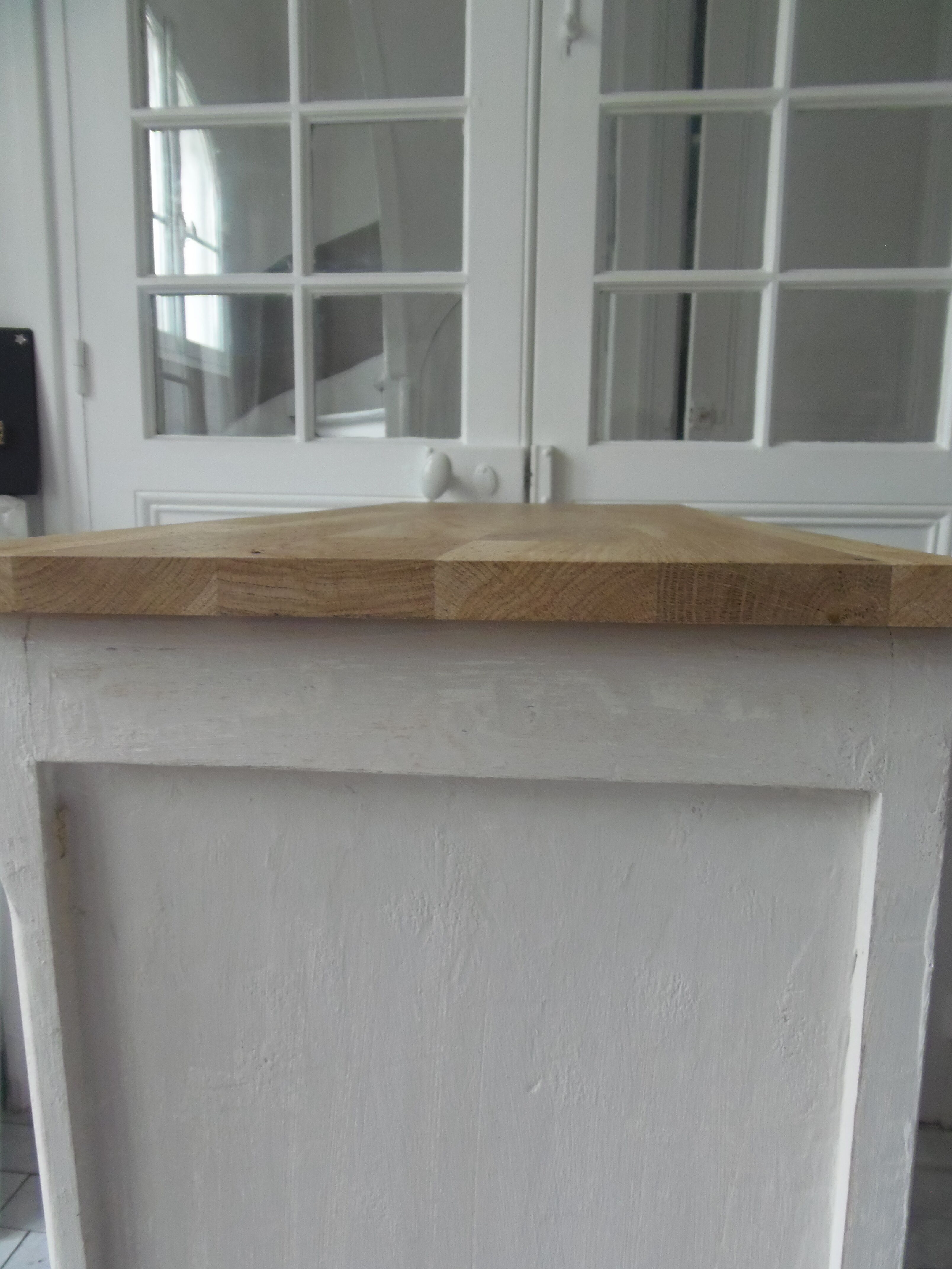 Pearl gray patina vintage oak top buffet