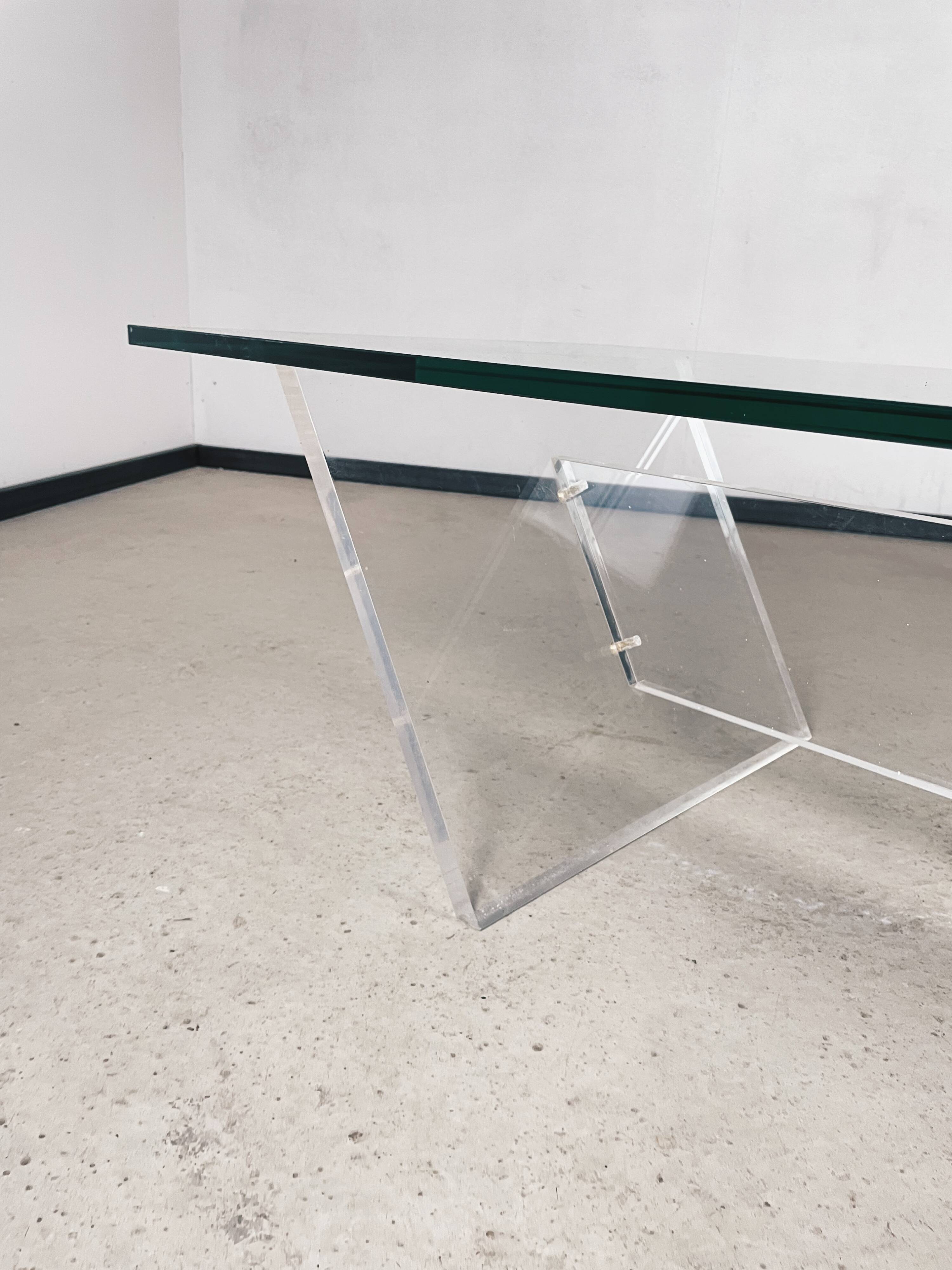 1970s plexiglass coffee table