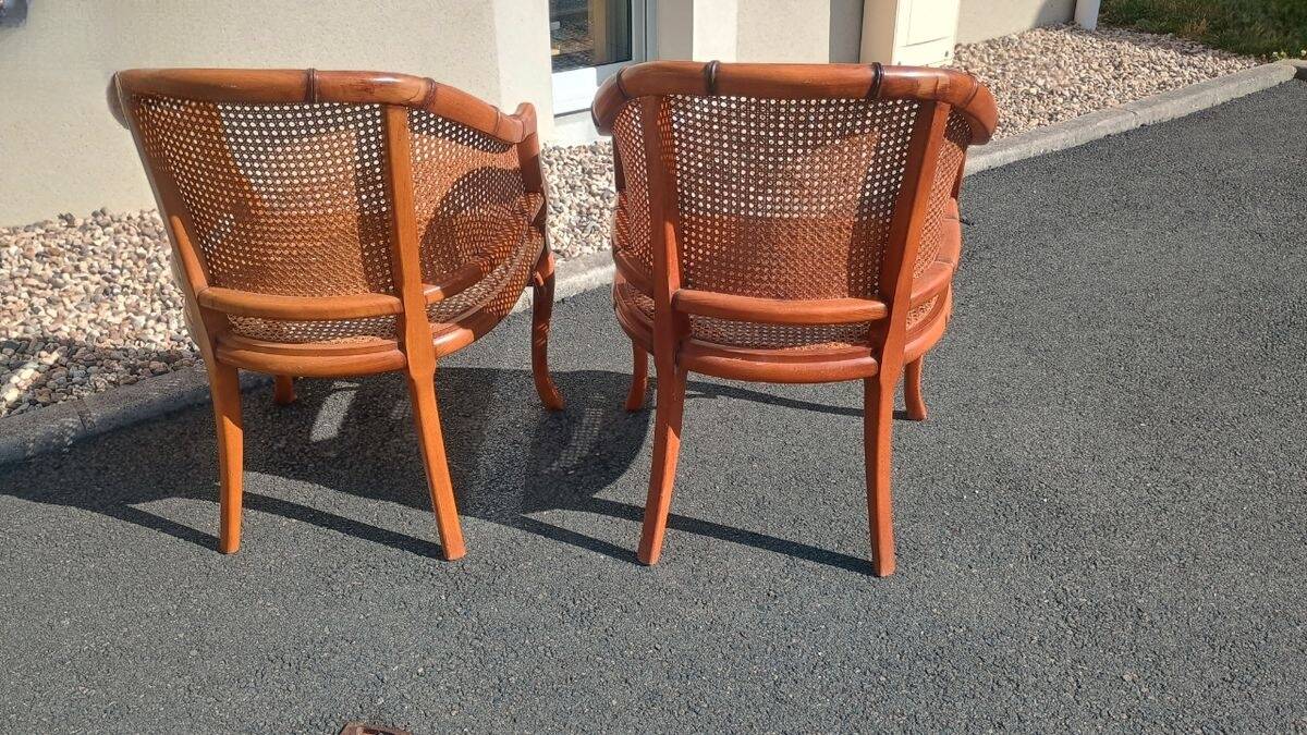 Pair of Caned Armchairs Retro – Bamboo Style / Vintage Chic retro signed Grange