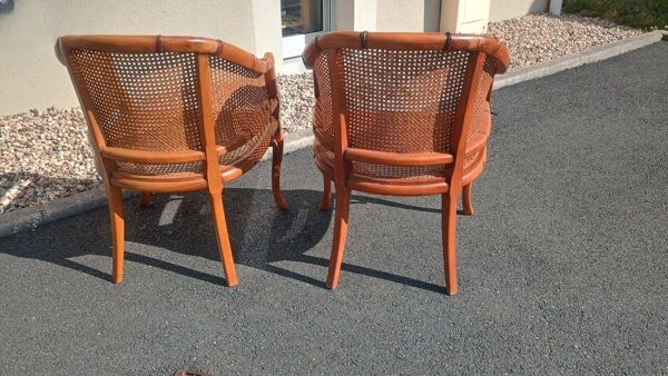 Paire de Fauteuils Canés Rétro – Style Bambou / Vintage Chic retro signé Grange