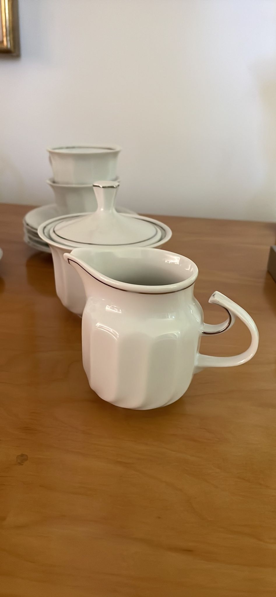 Vintage white porcelain coffee service from hollóháza hungary