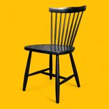 Chaise scandinave Sven Erik Fryklund pour HagaFors bois noirci 1950