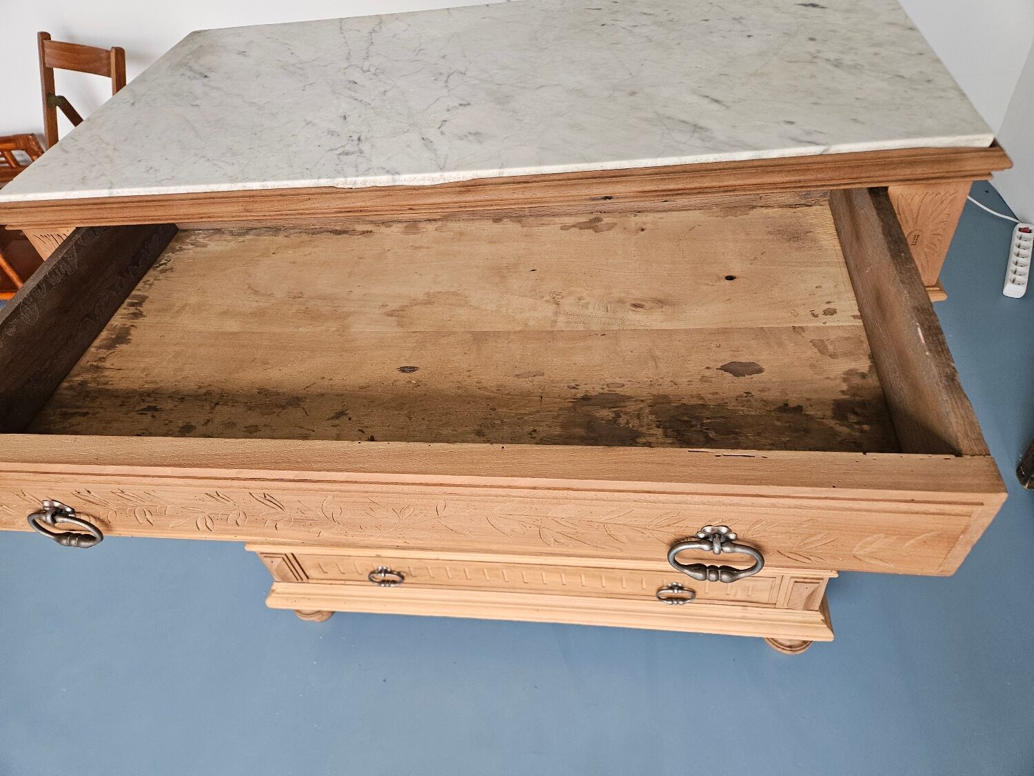 Marble buffet with interior drawer