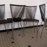 Set of black scoubidou chairs