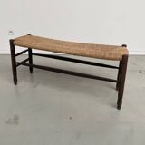 Oak and straw farm bench