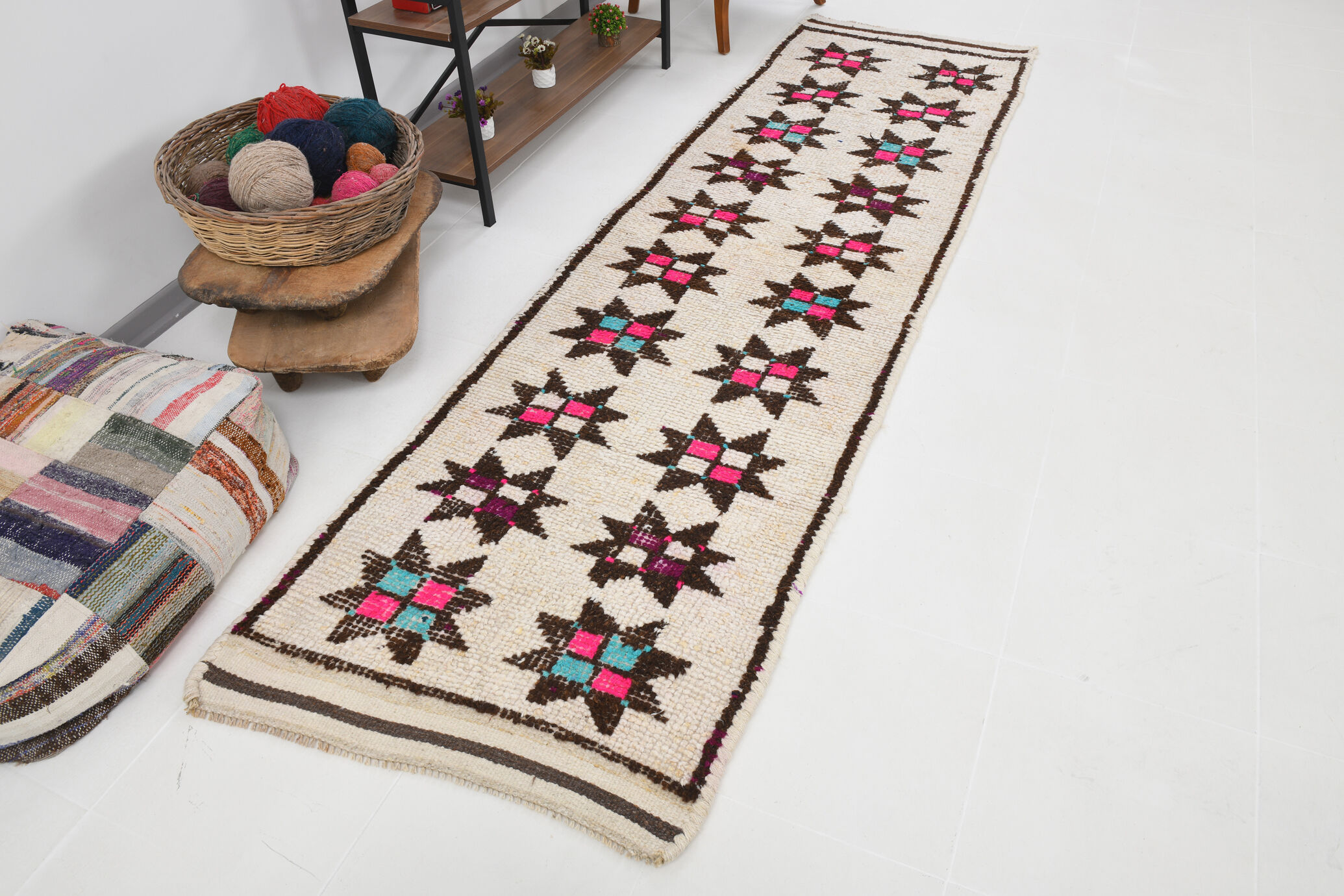 Tapis coureur beige & marron