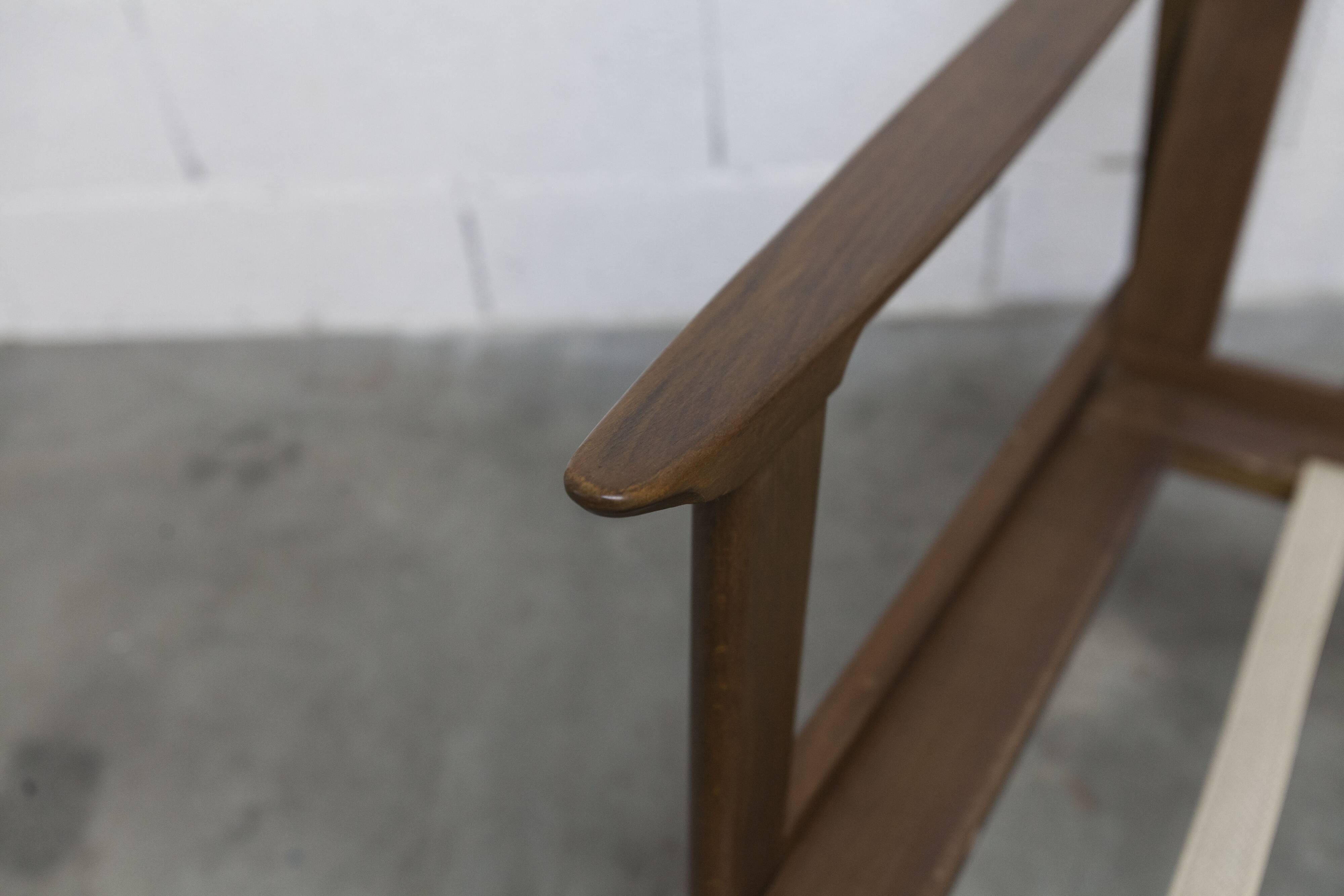 Scandinavian teak armchair, 1960s, demountable, with tartan fabric