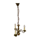 Metal chandelier repainted in copper color with 3 candle-shaped bulbs