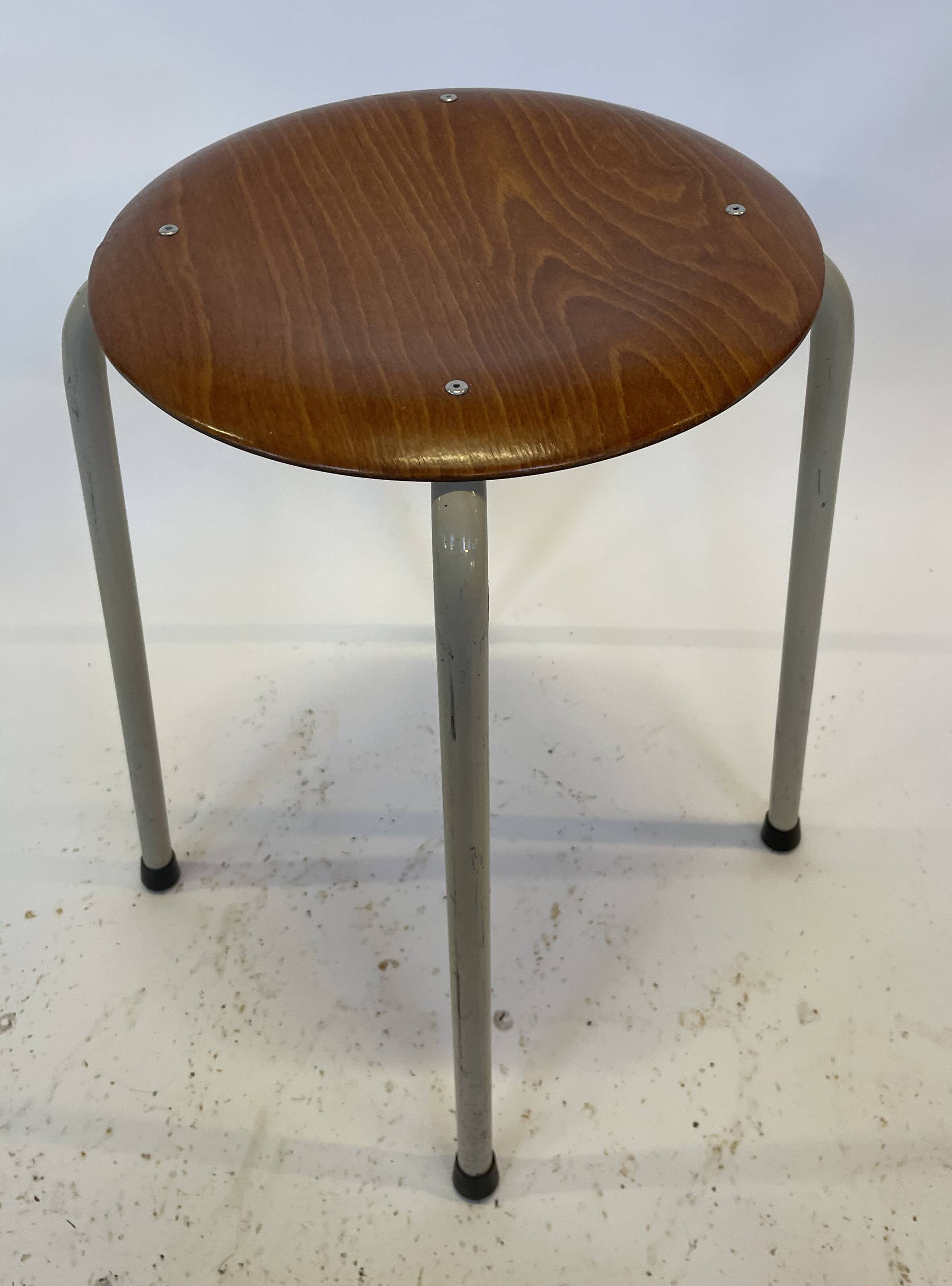 Vintage school stool, 1970s industrial design, Dutch minimalist