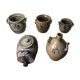 Lot 5 old blue sandstone 3 pots - carafe - vintage decoration tonneau