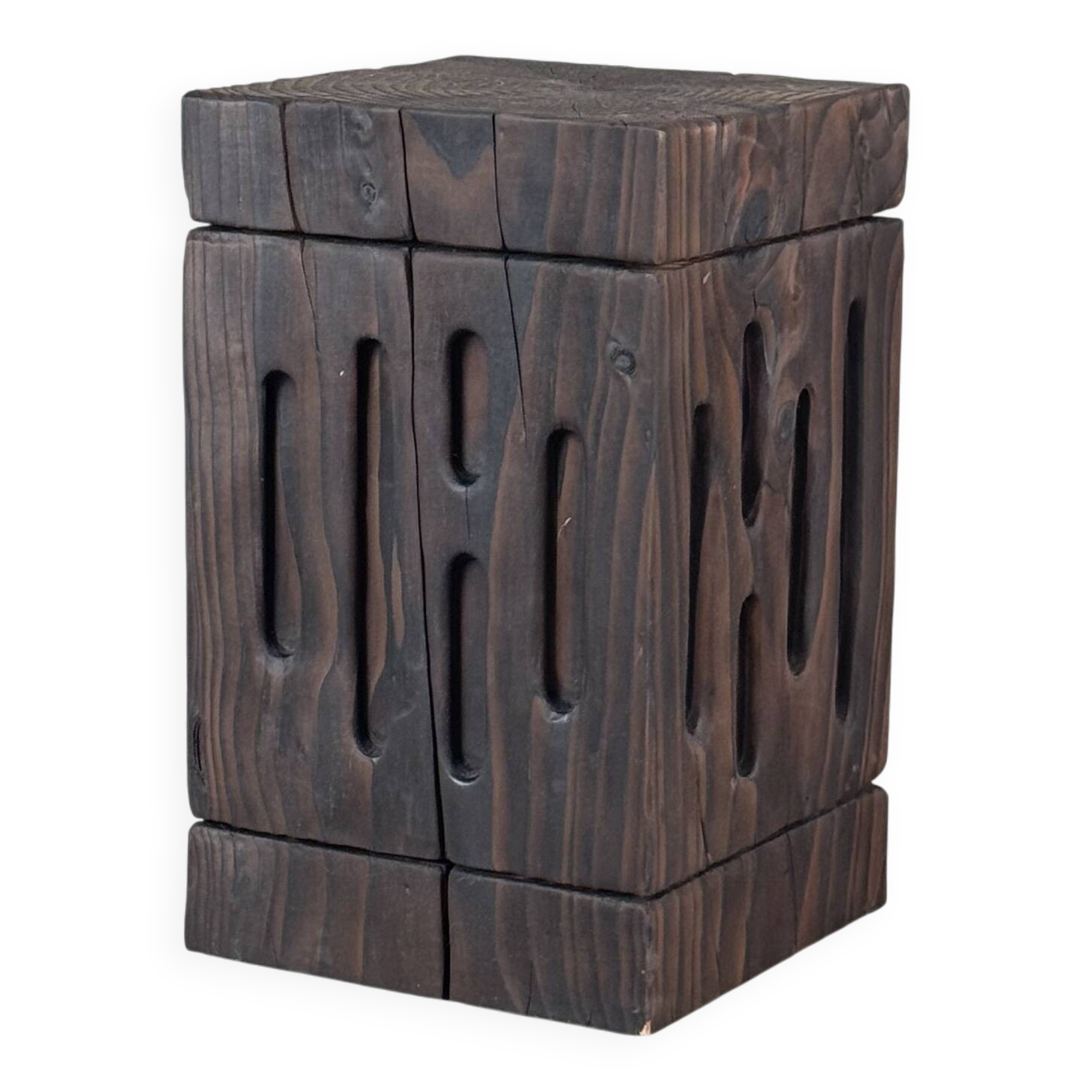 Charred Cedar Side Table or Stool, Contemporary Yakisugi Technique