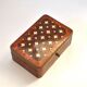 Antique box with marquetry wood, clover decoration, 7 x 11 cm.