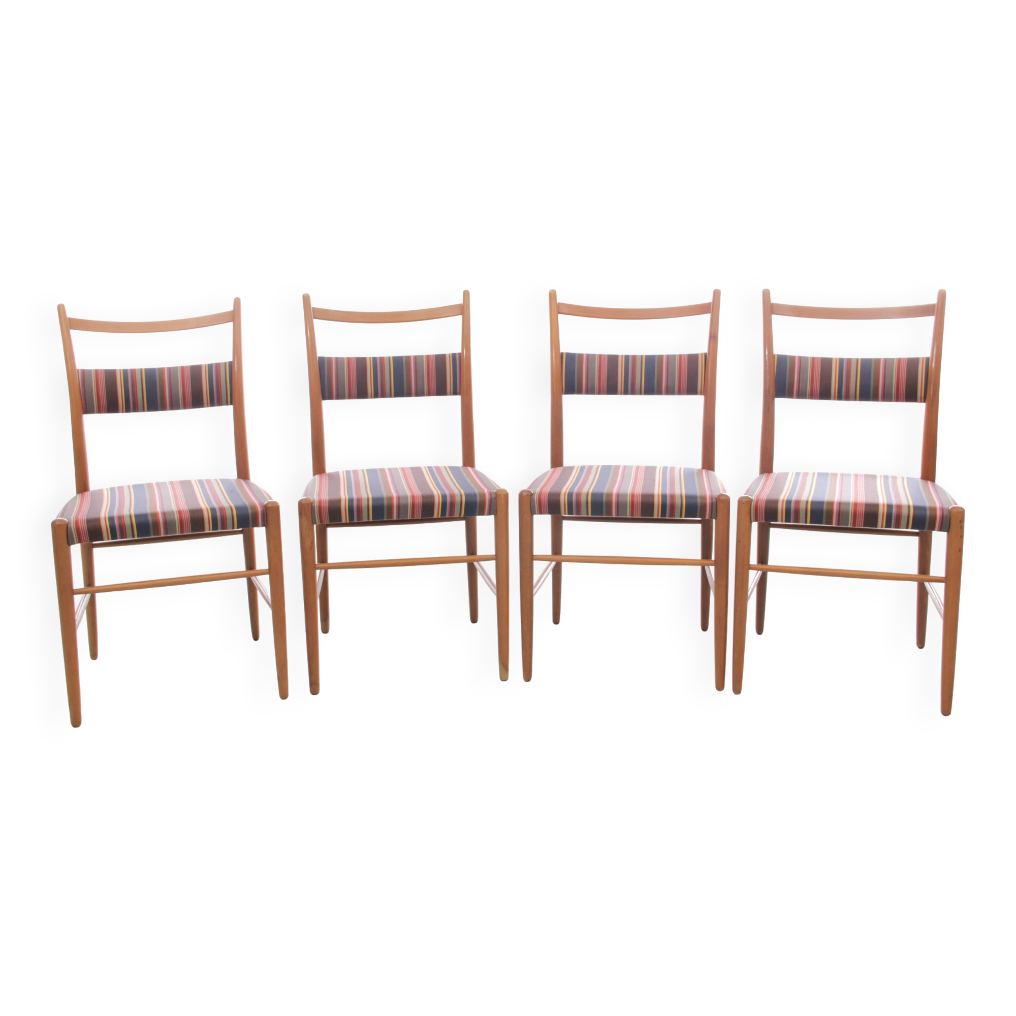 Set of 4 Scandinavian chairs by Yngve Ekstrom, Paul Smith fabric
