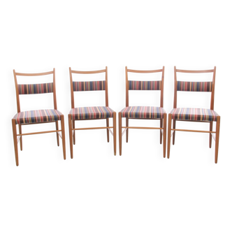 Suite de 4 chaises scandinave de Yngve Ekstrom, tissu Paul Smith