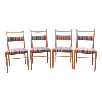 Suite de 4 chaises scandinave de Yngve Ekstrom, tissu Paul Smith