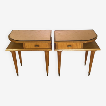Pair of bedside tables 1960s feet compass