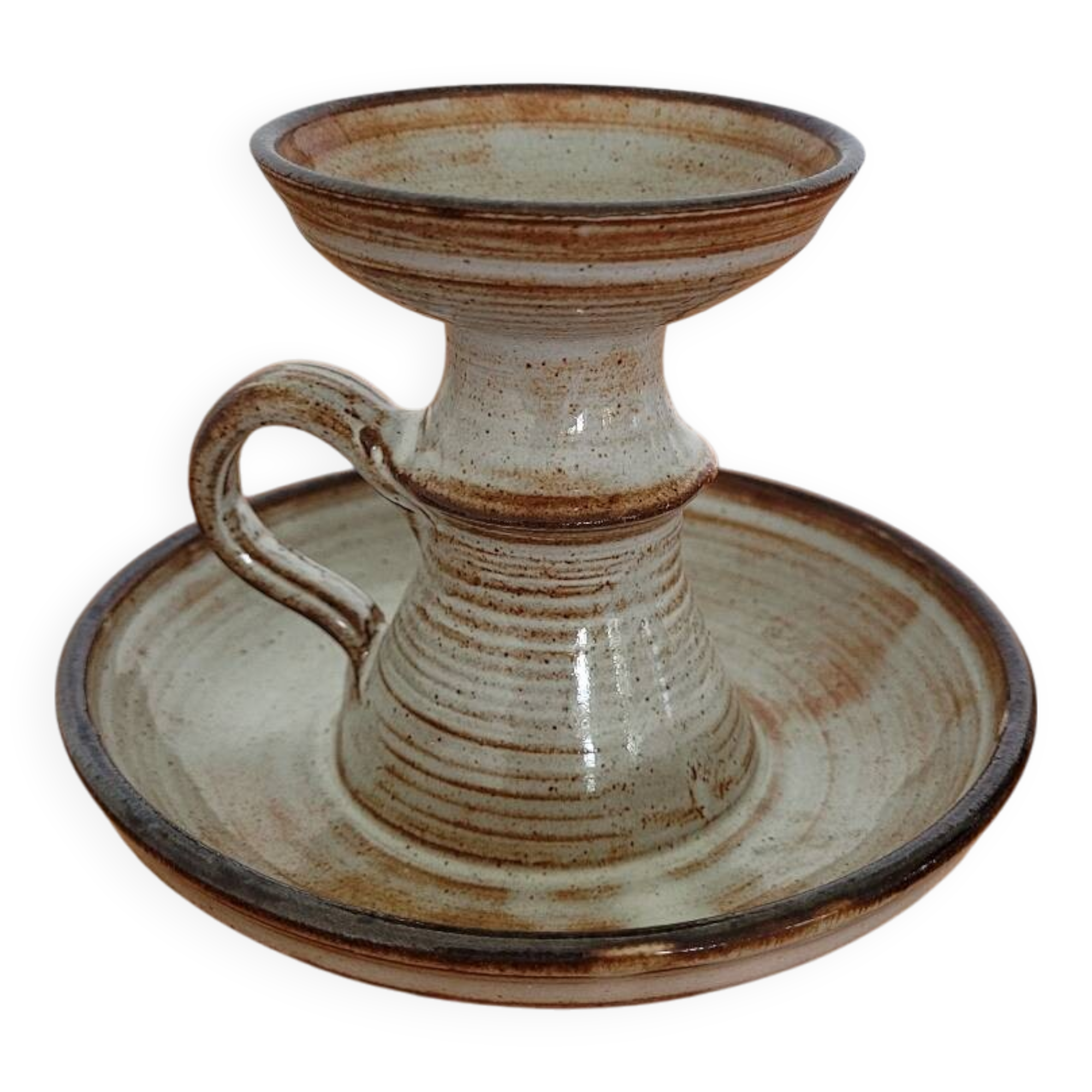 Stoneware candle holder by Thierry and Chantal Robert