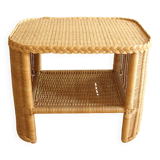 Side table - bedside table - handmade of rattan, bambus and wood - Vintage