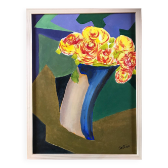 Odile trampont (1942). flowers, 2014. acrylic on paper.