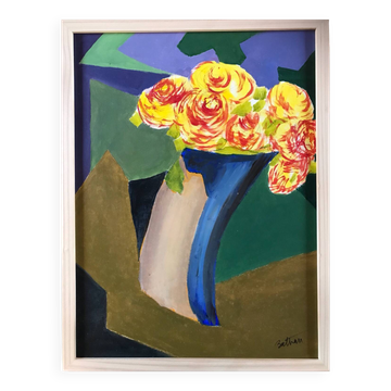 Odile trampont (1942). flowers, 2014. acrylic on paper.