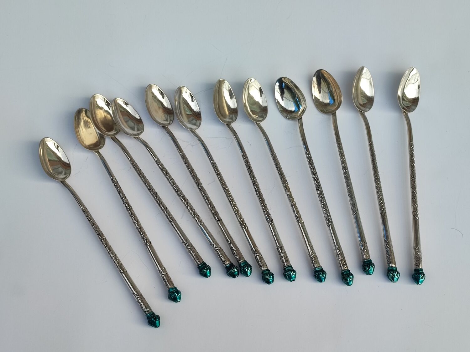 Boxed set of indonesion silver spoons