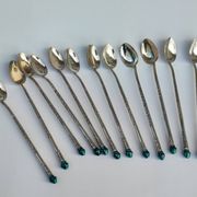 Boxed set of indonesion silver spoons