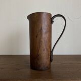 Mountain pitcher in monoxile wood and leather folk art
