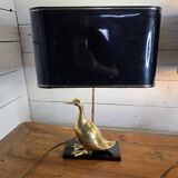 Paire de lampes années 70 à poser  figurant un canard en laiton