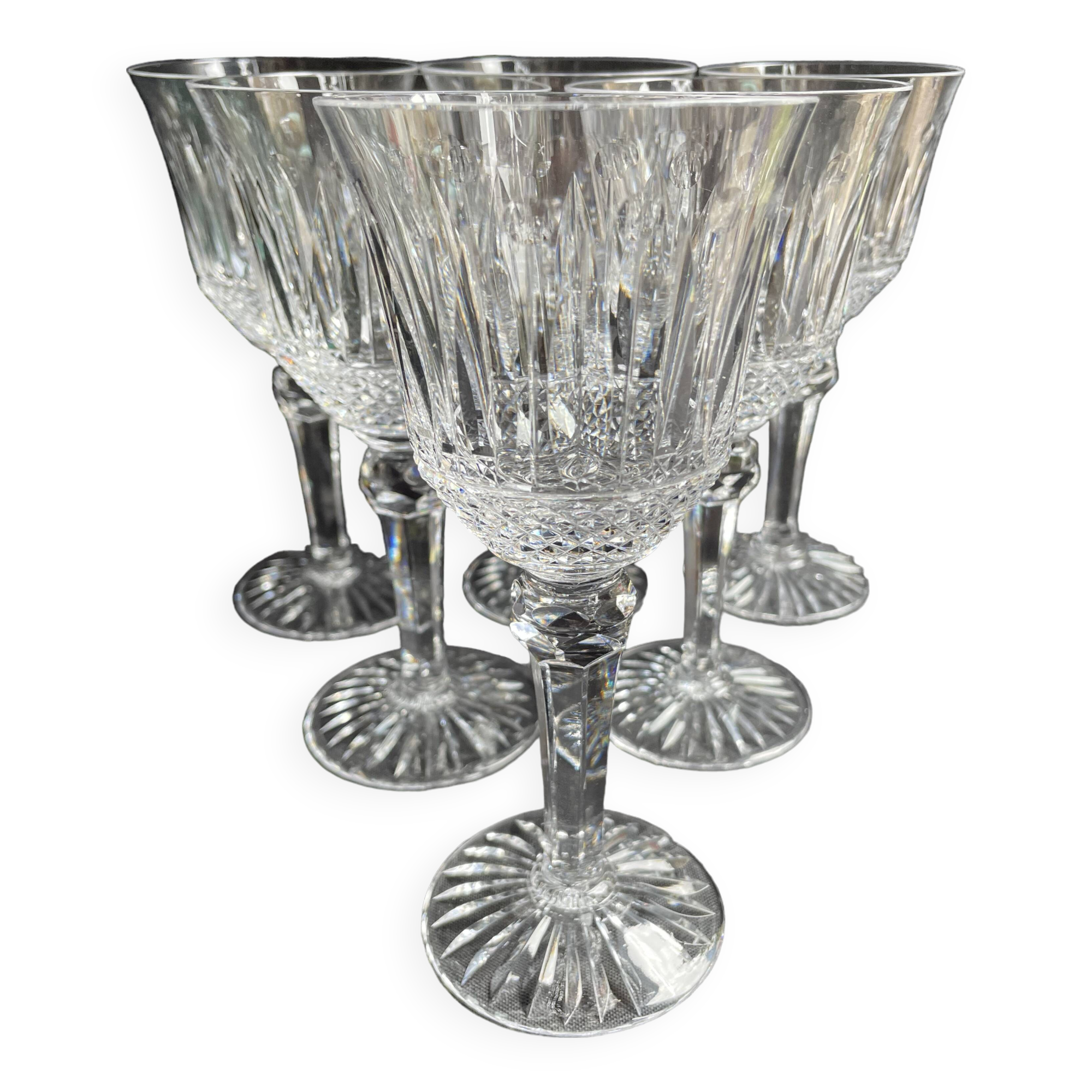 6 Red/White Wine Glasses – Mouth Blown and Hand Cut Crystal